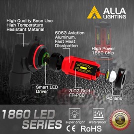 Alla Lighting P22d Base HB4 9006 LED Yellow Fog Lights Bulbs Replacement Upgrade, 3000K