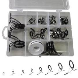 Houderrong Baitcasting Rod Guide Repair Kit – 8 Sizes (5 Each) | Stainless Steel Frames with Ceramic Inserts – Fishing Pole Eyelets Replacement Kit for Freshwater and Saltwater Fishing Rods Repair