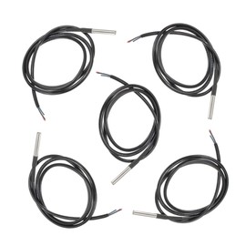 HALJIA 5PCS DS18B20 Waterproof Temperature Sensors Transducer Digital Thermal Stainless Steel Probe 1m Compatible with DIY Arduino Raspberry Pi Etc.