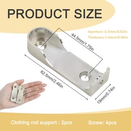 2 Pieces Clothes Rail Holder Clothes Rail Holder Titanium Alloy Screw On Inside Cabinet Top Shelf