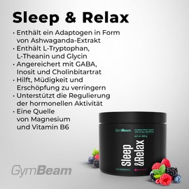 GymBeam GymBeam Schlaf- & Entspannungspulver C enth?lt Ashwaganda, L-Tryptophan, L-Theanin, GABA, Glycin, Inosit & Cholinbitartrat, untersttzt Hormonregulierung, fruchtiger Geschmack (225 g, wild berries)