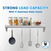 Treshin Stainless Steel Shelf with 4 Hooks 12 x 24
