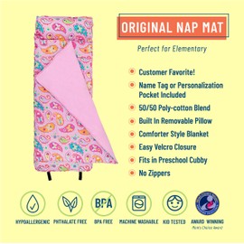 Wildkin Original Nap Mat with Pillow for Toddler Boys and Girls, Measures 50 x 20 x 1.5 Inches, Ideal for Daycare and Preschool, Mom's Choice Award Winner, BPA-Free, Olive Kids (Paisley)