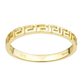 Old English Jewellers 9ct Yellow Gold Greek Key Pattern Band Ring size J K L M N O P Q R S (R)