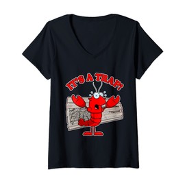 Womens Funny Lobster It's a Trap Fishing Seafood Meme Pun V-Neck T-Shirt