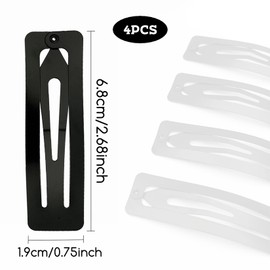 Snap Hair Clips 4PCS 7cm Metal Hair Clips Large Rectangle Hair Barrettes Non-slip Snap Hair Slides Hairdressing Hair Accessories for Women Girls, Black