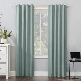 Sun Zero Cyrus 2-Pack Thermal Insulated Energy Saving 100% Blackout Back Tab/Rod Pocket Curtain Panel Pair, 40" x 96, Misty Blue