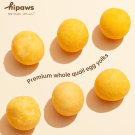 Hipaws Hipaws All Natural Quail Egg Yolk Freeze-Dried Cat Treats Toppers (100g Tube), Fresh Quail Egg Yolk Dog Treats; Freeze Dried to Protect Nutrition and Rich Protein, Easy Digestion for Cats and Dogs