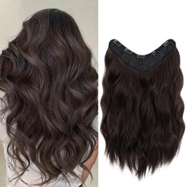 TESS Clip-In Extensions Wavy 45 cm Hair Extensions Clip in Dark Brown Synthetic Hair One Piece with 5 Clips Hairpiece Extensions U Shape