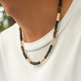 Necklace for Men Puka Shell Necklace Men Mens Necklace Seashell Clay Bead Necklace Gifts for Men Summer Stuff