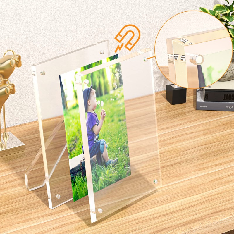 NIUBEE 4x6 Picture Frame, Acrylic Clear Photo Frame with Magnets