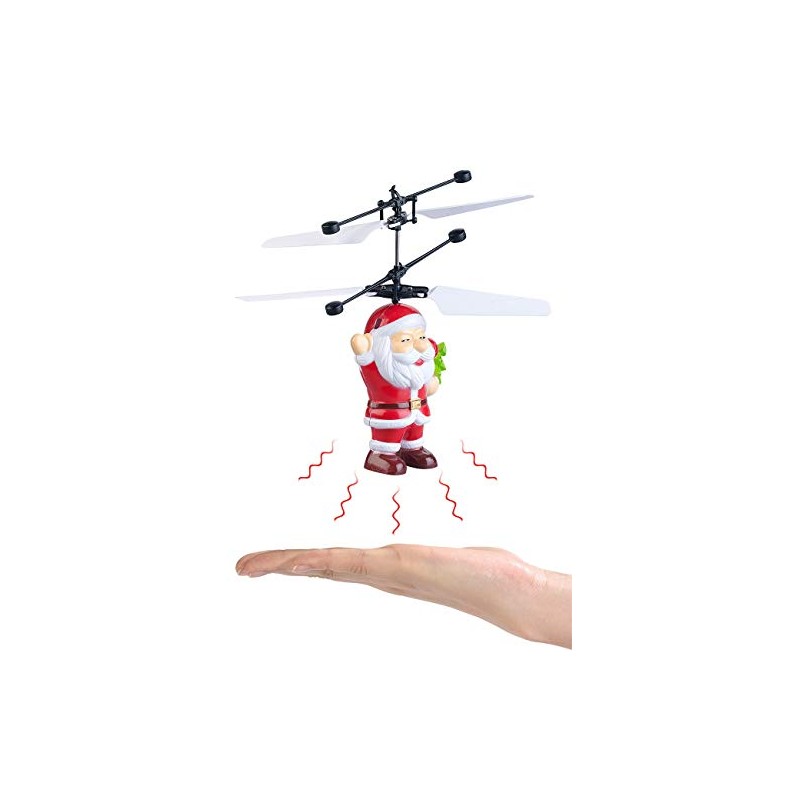Simulus Flying Santa Claus, Self-Flying Helicopter Santa with Colourful LED