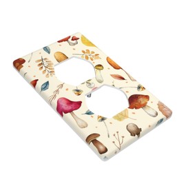Mushroom Duplex Device Receptacle Wall Plate Electrical Outlet Covers, 1 Gang Switch Plate And Outlet Cover 2.76" X 4.5" For Kitchen Bedroom Home Decor