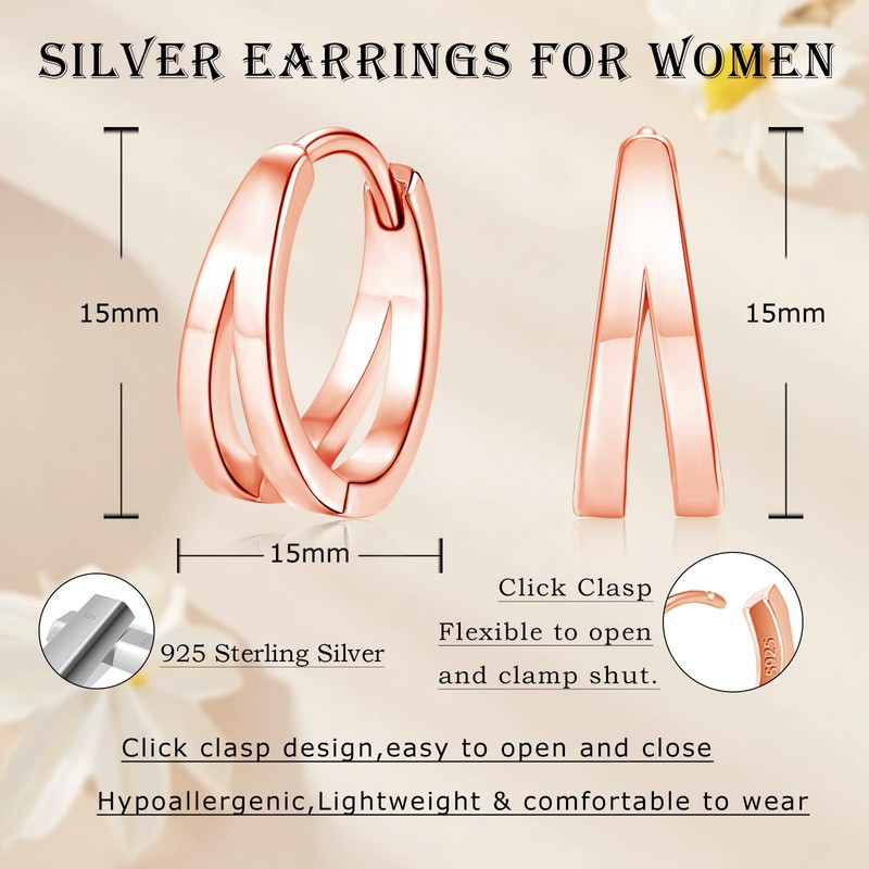 Cangall Silver Hoop Earrings for Women Girls, 925 Sterling Silver