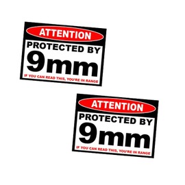 2Pack Protected 9 mm Warning Decal Self Adhesive for Car Truck Window Bumper