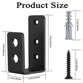 2x4 Door Barricade Brackets, Heavy Duty Door Security Bar with Screws and Anchors, Open Holder U Brackets, Security Bar Door Stopper,Holder U Shape