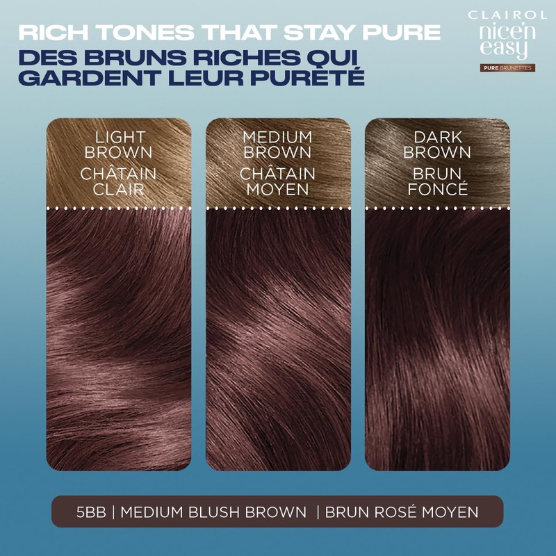 Clairol Nice'n Easy Pure Brunettes Permanent Hair Dye, 5BB Medium
