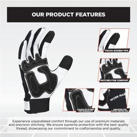 WORKMAXX Gardening Working Gloves Garden Thorn Proof Flexible Heavy Duty Leather Mechanic Utility Dexterity Breathable Construction Gloves for Work Mens Women (CRUST, LARGE)