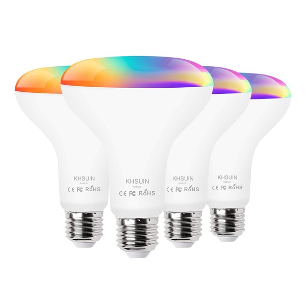 Bright Smart Light Bulbs 13W 100W Equivalent 1300LM 2700K-6500K Tunable BR30 WiFi Color Changing Light Bulb Works with Alexa,Google,Recessed Alexa Light Bulb Indoor,Dimmable Flood Smart Bulb,4 Pack