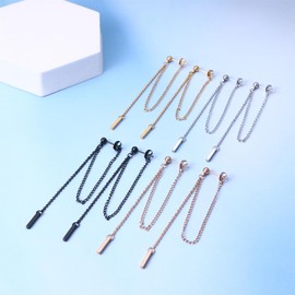 Cupimatch Earrings for Women: Pendant Earrings Bar Ball Tassel Stainless Steel Earrings Long Women's Stud Earrings Rose Gold with Chain Pendant Girls Women, Stainless Steel