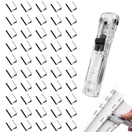 DHWEKU Clam clip dispenser closure clips, 1 piece, portable fast clam clip dispenser and 50 stainless steel metal clips, suitable for kitchens, offices, schools and other places, plastic refill