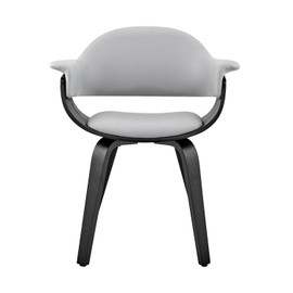 Armen Living Adalyn Faux Leather and Wood Dining Room Accent Chair, Gray/Black 19D x 25W x 30H in