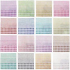 Gemas Faciales, Pegatinas de Gemas Adhesivas de Diamantes de Imitación para Maquillaje de Ojos y Uñas, Pegatinas de Joyas Ostentosas para Niños, Decoraciones Artesanales DIY (16 Colores)