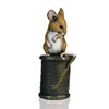 Richard Cooper Studio Cold Cast Mouse with Cotton Reel, Bronze, Hand Painted in Artist's Oils, 3.5 x 3.5 x 9 cm