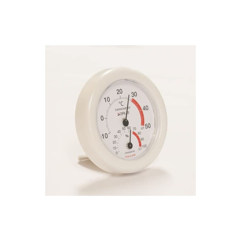 GRUS GRS110-WH Analog Thermometer/Hygrometer, White, Small