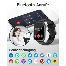 Cloudpoem Smartwatch,1.85 Zoll HD-Touch Screen Fitnessuhr mit Telefonfunktion,SpO2-Überwachung Pulsuhr Schlafmonitor Schrittzähler Uhr 100+ Trainingsmodi Sportuhr für Damen Herren Android iOS Handy