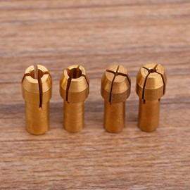 Brass Collets Drill Chuck, Akozon 4pcs Rotary Multi Tool 1/1.6/2.35/3.2 mm Brass Collets Adapter Nuts Kit Set Rotary Tools Fit