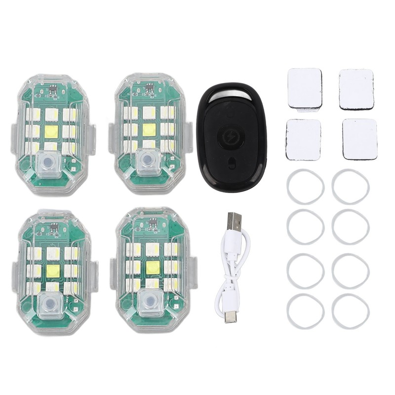 4Pcs LED Strobe Light High Brightness Waterproof Portable Wireless Flashing
