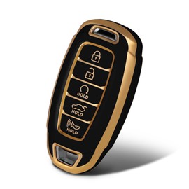 WORCAS - Funda para llave de TPU suave con 5 botones, compatible con Hyundai Elantra Sel 2023 Palisade Elantra GT Accent Kona Santa Fe Veloster Fe(negro)
