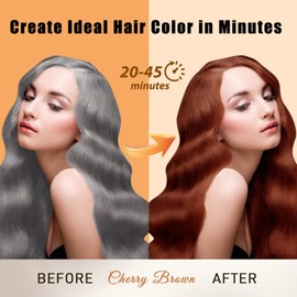 Hair Dye Shampoo Cherry Brown, 3 in 1 Long-Lasting Hair Color Shampoo with Herbal Ingredients, Instant Natural Color, Easy Application at home for Women Men 16.9 Fl Oz