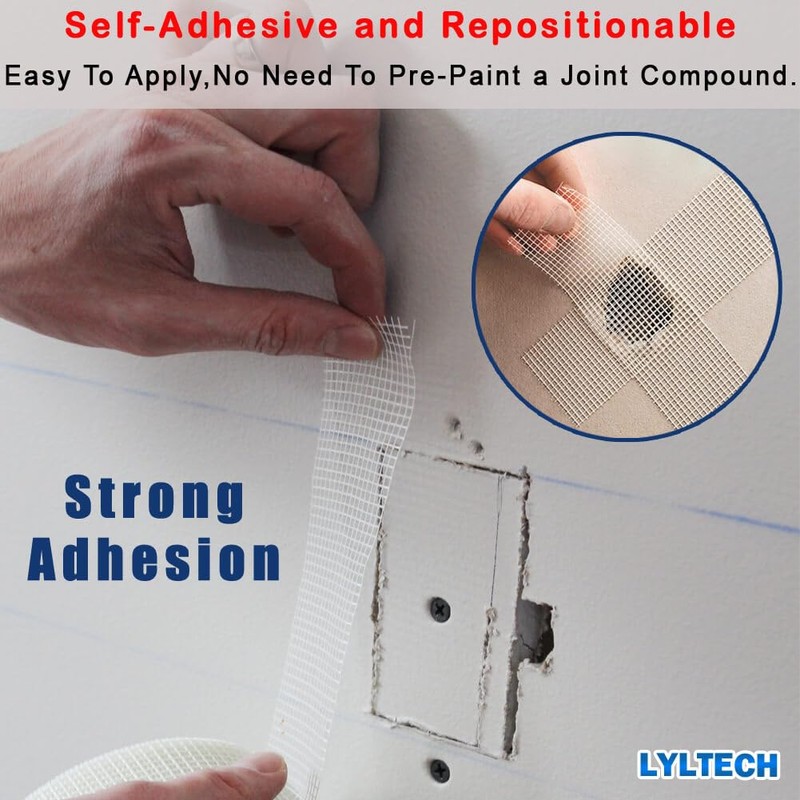 LYLTECH Drywall Joint Tape- 5.7in X 100 ft,13 MESH,100% Fiberglass,Heavy-Duty