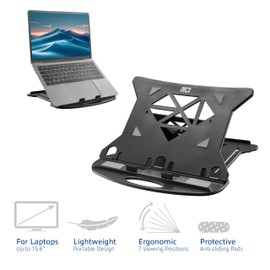 ACT AC8150 Foldable Laptop Stand, 7 Adjustable Heights, Laptop Stand, up to 15.6 Inches, Ergonomic Working, Black