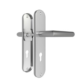 AwmnSrman 72 mm Door Handles, Interior Doors, Door Handle, Door Fitting, Door Fitting, Room Door Set, 72 mm Polycarbonate Profile Cylinder Set, 1 Set, Modern Stainless Steel, 2 Door Handles and 2 Long