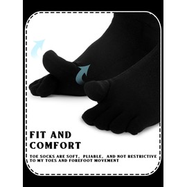 Bencailor 6 Pairs Women Toe Socks Cotton Compression Ankle Five Toe Sock Low Cut Athletic Running Socks for Women Men Kids (5-9,Black, Dark Gray)