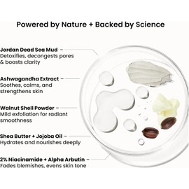 WILD OAK Mascarilla De Arcilla Curativa Wildoak Del Mar Muerto Para Rostro Y Cuerpo 2% De Niacinamida, Caléndula Y Óxido De Zinc Sin Parabenos Ni Sulfatos Elimina Imperfecciones, Unifica El