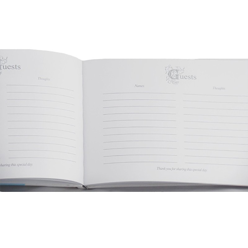 White Satin Wedding Guest Book and Pen Set with a