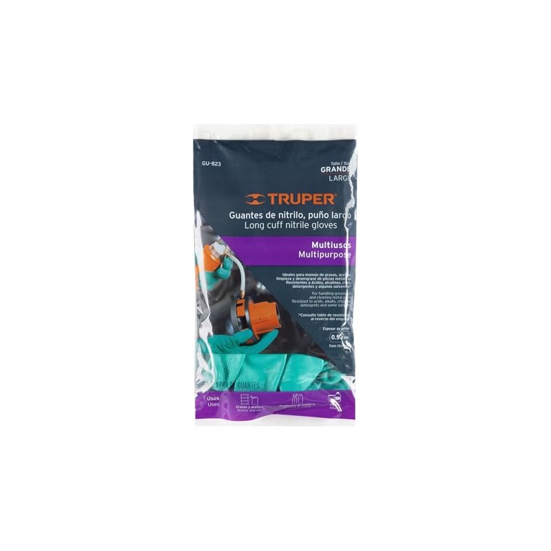 Truper Guantes Limpieza Nitrilo Verde Grandes 15324