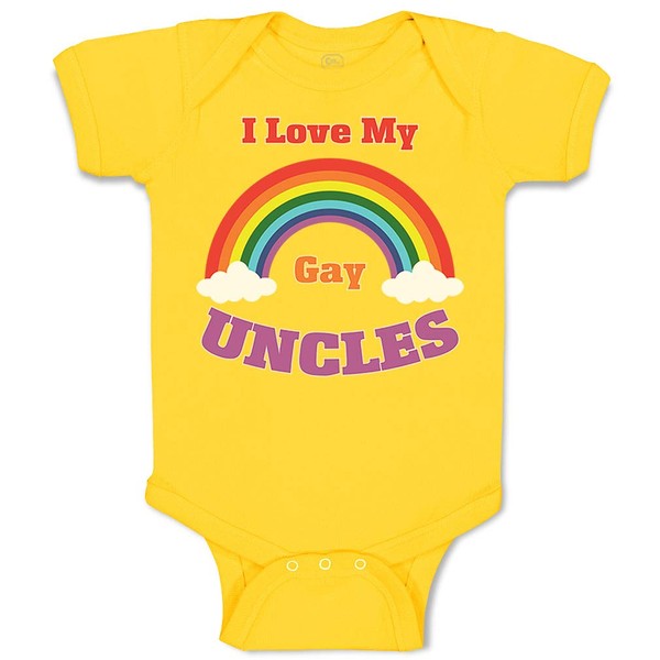 Custom Baby Bodysuit I Love My Gay Uncles Funny Cotton Boy & Girl Baby Clothes Yellow Zest Design Only Newborn