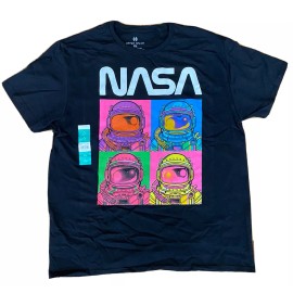 215 New NASA Mens Black T-shirt Tee Astronauts Colorful Size XL (46-48)
