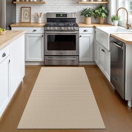 KOZYFLY Rugs for Entryway 3x5 ft Washable Area Rug Non Slip Rubber Backed Entry Rug Woven Indoor Door Mat Cotton Kitchen Rugs Floor Carpet for Entryway, Foyer, Backdoor, Ivory/Khaki