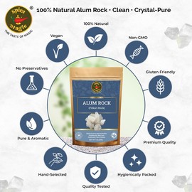Spice Magic White Alum Crystal Rock, 7oz (200G) I 100% Natural I Perfect for Odor Control, Minor Cuts, Aftershave, and Pickling. (7oz, ALUM ROCK)