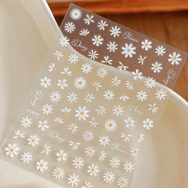 Flower Nail Art Stickers White Daisy Nail Stickers 5D Embossed Flower Nail Decals Cute Daisy Floral Nails Adhesive Sliders Manicure for Spring Summer DIY Nail Art Decorations Accessories