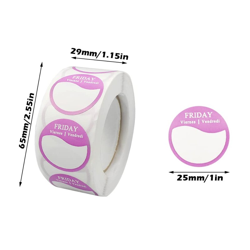 quiodok 7 Rolls Round Dots Food Labels, Days of The