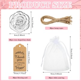 Woanger 36 Set Rose Compact Mirrors Bulk Quinceanera Sweet 16 Party Favors for Guests, Mirrors Thank You Tags White Organza Bag for Bridal Shower Wedding Bachelorette Souvenir Guests Gift(Silver)