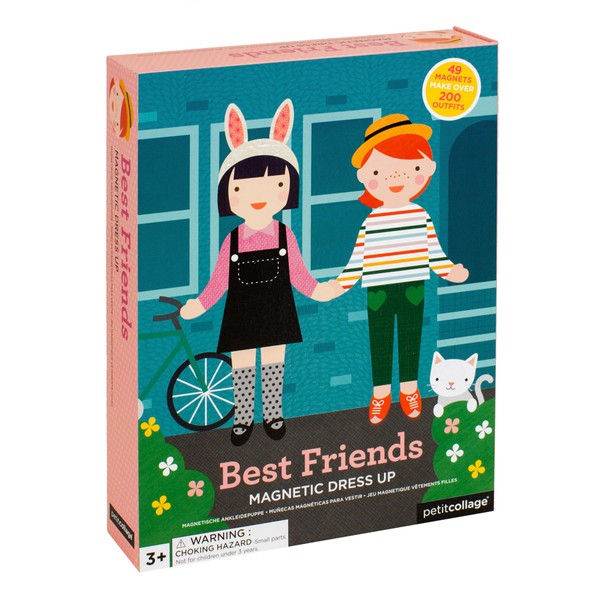 Petit Collage Magnetic Dress Up Best Friends – Magnetic Game Board with Mix and Match Magnetic Pieces, Ideal for Ages 3+ – Includes 2 Scenes and 49 Creative Magnetic Pieces