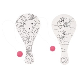 NUOBESTY 2pcs Racket Painting Paddle with Ball Attached Beach Paddle Ball Paddle Ball Game Painting Toy Wood